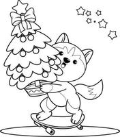 Christmas coloring book with cute husky vector