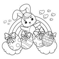Coloring page Happy Easter with Bunny vector