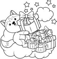 Christmas coloring book with cute husky vector