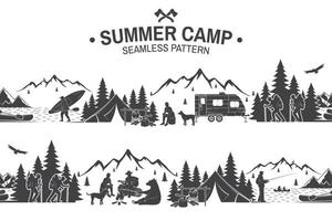 Summer camp seamless pattern. Vector illustration.