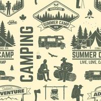 Summer camp seamless pattern or background. vector