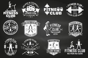 Fitness club badges. Vector. For fitness centers emblems, gym signs and others. vector