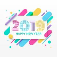 2019 Happy New Year greeting card vector