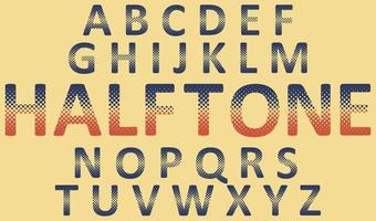 Halftone english alphabet. Dotted abc uppercase letters. Halftone font design. Isolated vector illustration. Gradient dots blur font