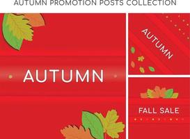 fondo de otoño hojas de otoño colección de diseños de publicaciones de instagram vector