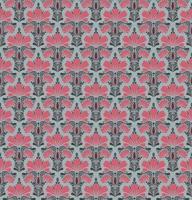GREY SEAMLESS VECTOR BACKGROUND IN ART NOUVEAU STYLE WITH A BOUQUET OF PINK FLOWERS