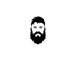 Man Face With Beard Logo Design Concept Vector Icon Illustration.