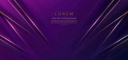 Abstract elegant dark blue and purple background with golden line and lighting effect sparkle. Luxury template design. vector