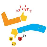 hand drawn doodle Thumbs Up and down illustration vector
