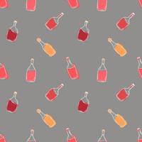 Vector pattern with bottles of red and white wine on a white background, Alcohol in a glass bottle, Illustration for packaging, cafes, bars, products.