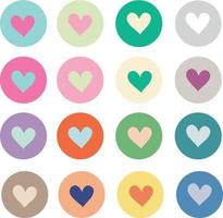 icono de corazón gris plano vectorial en un círculo. logotipo del círculo del icono del corazón. forma de corazón de arco iris. corazón multicolor en círculo vector