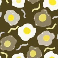 huevos fritos sobre un patrón sin fisuras de fondo turquesa. delicioso desayuno vector dibujado a mano ilustración de patrones sin fisuras.