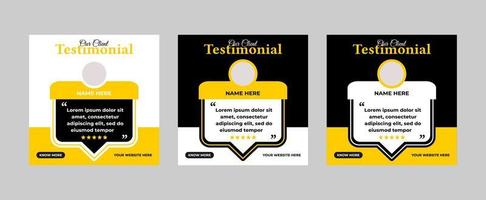 Client testimonial social media post design. Customer service feedback review social media post or web banner template. vector