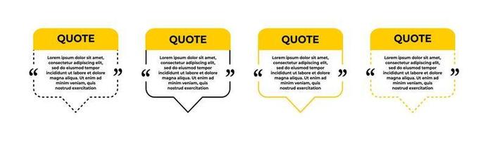 Quote speech bubble template set. Quote box frames icon set. Vector bubble quotation, comment, message borders.