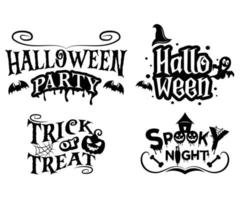 Set of Halloween Typography, lettering, calligraphy design. vector