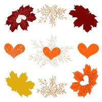 elementos de otoño para la decoración de fondo de postal vector