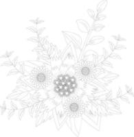 flower coloring pages for kids and adults, floral coloring pages for adults vector