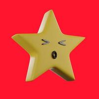 3D rendering yellow star with red background. photo