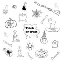 Halloween Party Traditional Doodle Icons Sketch Hand Made Design Vector on a white background