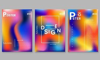 Modern covers with gradient wavy shapes. Futuristic minimal design with a multi-colored bionic background. A4 format for poster, layout, placard, grunge paper, card, book. vector