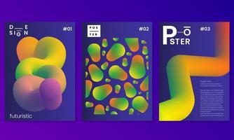 Posters set with gradient shapes composition.Minimal Poster Layout Collection. vector