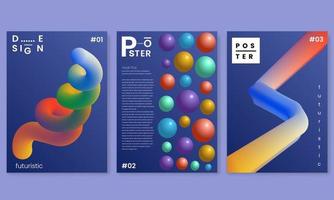 Posters set with gradient shapes composition.Minimal Poster Layout Collection. vector