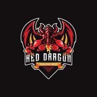 logotipos, insignias, etiquetas, emblemas o estampados de camisetas de dragones rojos y otros usos. vector