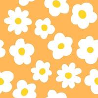Yellow Cartoon Flowers Background, Seamless Pattern EPS Vector. Simple Modern Abstract Summer Floral Print Design. vector