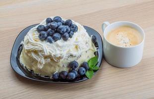 Coffee with blueberry cake photo