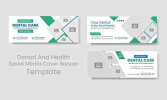 Dental social cover design template. Medical healthcare banner. vector