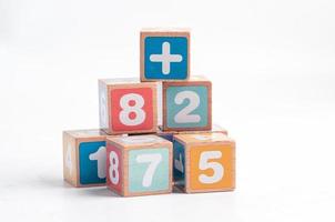 Math number colorful on white background, education study mathematics learning teach concept. photo