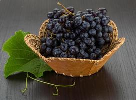 Grape in a basket on wooden background photo