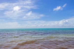 Tropical mexican beach clear turquoise water Playa del Carmen Mexico. photo