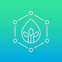 Natural component line icon with a drop, vector