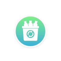 plastic bottles in recycle bin vector icon