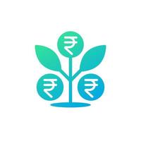 Passive income and growing money icon with rupee vector