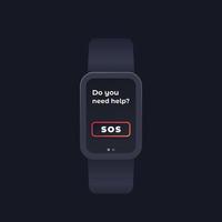 sos button in smart watch, emergency app design vector