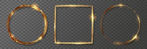 Geometric golden frames and borders Vector decorative frames.