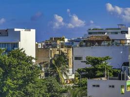 Cityscape caribbean ocean and beach panorama view Playa del Carmen. photo