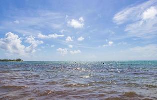 Tropical mexican beach clear turquoise water Playa del Carmen Mexico. photo