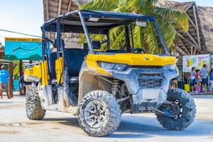 Holbox Quintana Roo Mexico 2021 Buggy car taxi golf cart at pier village Holbox Mexico. photo