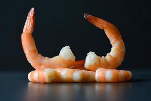 Decorate dining table food beautiful shrimps prawns boiled cooked seafood photo