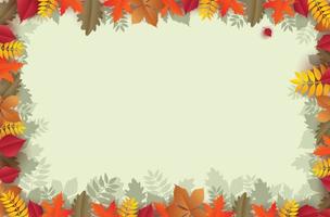 fondo de marco de otoño con vector de hojas de otoño