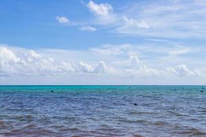 Tropical mexican beach clear turquoise water Playa del Carmen Mexico. photo