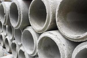 Concrete drainage pipes stacked photo