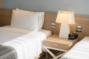 Pillow bed in luxury hotel bedroom photo
