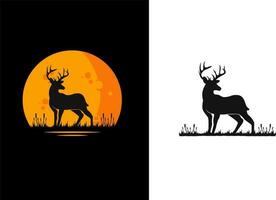 Silhouette of deer logo design template vector