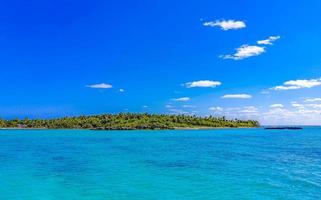 Beautiful tropical natural beach paradise panorama Contoy island Mexico. photo