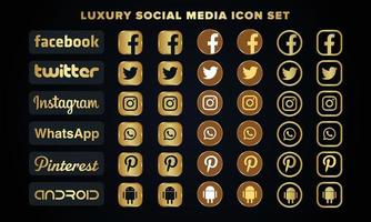 Luxury Icon set of popular social applications with rounded corners. Social media icons modern design on transparent background for your design. Vector Set EPS 10