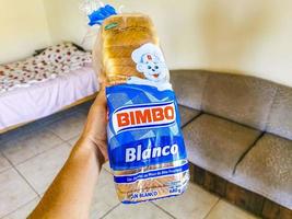 Playa del Carmen Quintana Roo Mexico 2021 Bimbo toast white bread packaging package in Mexico. photo